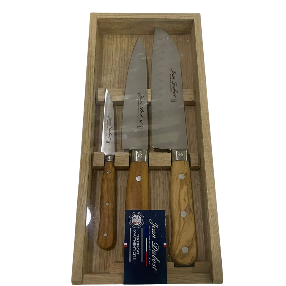 Set 3 Cuchillos de Cocina Laguiole - Madera Olivo